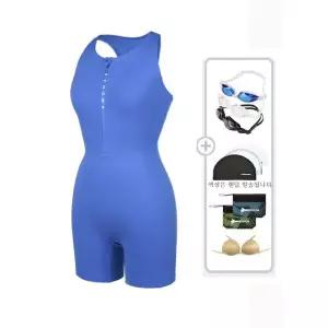 [레노마수영복](하남점)* 브라캡 증정* 여성 백트임 포인트지퍼 3부 반신수영복 블루RN-LF2F052-BU