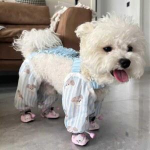 산책바지 애견 방진옷 강아지 블루 등길이19 흙 XS 발바닥 벨트 신발 커버옷 반려견 곰돌이 먼지