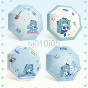  하츠네 미쿠 3단 양산 경량 양우산 암막 예쁜 수동  캐릭터 자외선 차단 우양산 우산