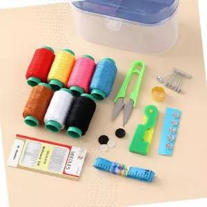 휴대용 바느질 세트 미싱실 가위 바늘 단추 손바느질 재봉 도구 수선 키트 휴대 케이스