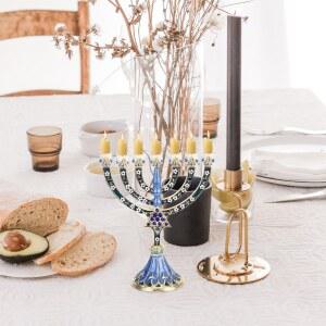 하누카 16x13x6.5cm 350g 레트로 에나멜 7개 촛대 멜로라 테이블 스탠드 크리스마스용 파티