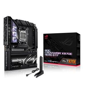 숨겨진 커넥터 디자인과 청정 케이블 관리를 위한 고출력 GPU 슬롯이 있는 ROG 크로스헤어 X870E 히어로 BTF AMD ATX 보드, 18+2+2 전원, DDR5, WiFi 7, 5배 M.2, PCIe 5.0, USB4, 고급 AI PC 준비 완료