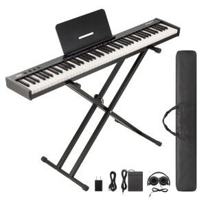 [미국배송] GAOMON 피아노 키보드 88 키 반중량 풀사이즈 전기 초보자용 피아노 스탠드 포함 휴대용 키보드 헤드폰 서스테인 페달 핸드백 블루투스 USB MIDI