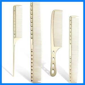 YUNTES 4개입/팩 메탈 빗 세트 이발사 빗 스테인리스 스틸 블렌딩 빗 정밀 스타일링 커팅 빗 플랫 탑 클리