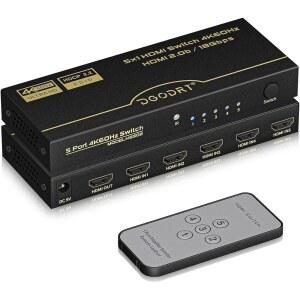 [미국배송] HDMI 스위치 5 IN 1 OUT 4K@60HZ 리모컨 및 자동 스위치가 있는 DGODRT 포트 스위처 셀렉터 박스 3D HDR10 HDCP2.2 지원 PS5 XBOX ROKU FIRE STICK과 호환되는 5X1 게임 허브