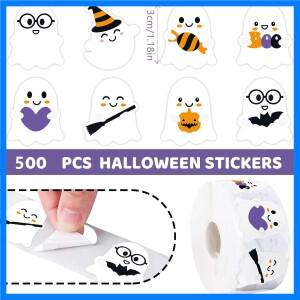 500개 할로윈 스티커 손으로 장식한 만화 스티커 DIY 스티커 휴일 파티 장면 레이아웃 소품 귀여운