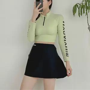 긴팔 반집업 크롭 레쉬가드세트 2cm 패드내장 니플패치 투명 여름철