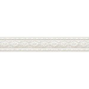 룸메이트 RMK11506BD 조각된 건축용 필 앤 스틱 벽지 테두리, 흰색, 베이지