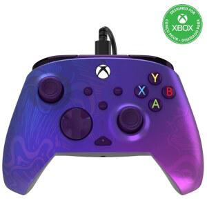 PDP 게이밍 리매치 강화 유선 컨트롤러: Xbox Series X|S, One, Windows PC, 매핑 가능한 백 버튼, 사용자 지정 트리거, 오디오 컨트롤, 동반 앱용 라이선스 게임패드: 퍼플 페이드