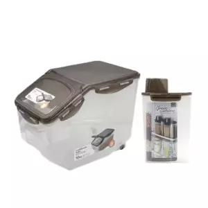 락앤락 쌀통 10kg + 도어포켓잡곡통 2kg 브라운 쌀 보관통 보관용기