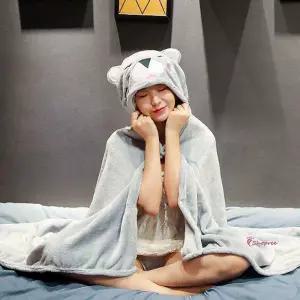 극세사 블랭킷 대형 담요 망토 후드 차량용lmn919