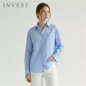 [인베스트] 엠보 카라 깅엄 체크 블라우스_IN6S1BL5031