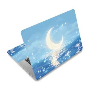PLIGREAT 별이 빛나는 달 물 리플 노트북 스킨 스티커 데칼 12인치 13인치 13.3인치 14인치 15인치 라이트 블루 유니버설 탈착식 비닐 아트 프로텍터 넷북 PC 커버