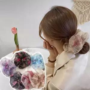 꽃무늬 쉬폰 헤어슈슈 ELH-030 헤어밴드 곱창끈