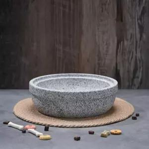 강아지 밥그릇 개그릇 사료접시 용기 대형견용 그릇 석재