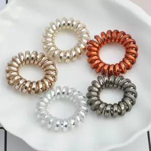 메탈릭 전화선 머리끈 스프링 짱짱한 꼬불이 헤어 여자