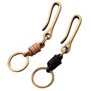 리베니 2팩 피시 열쇠고리 지갑 홀더 가죽 핸드메이드 레트로 스냅 U 남성용