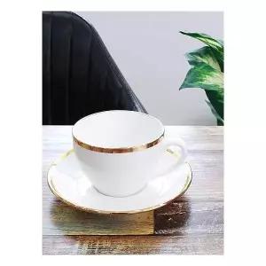 1인세트 커피잔 퓨어화이트 고급스러운 골드링