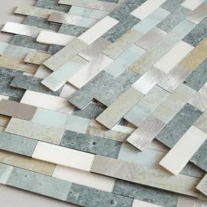 주방 모자이크 욕실 대리석 샤워 타일 스티커 방수용 BeNice 필 앤 스틱 백스플래시(10매 블루 그레이)