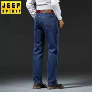 JEEP SPIRIT 남성용 청바지 프린팅 일자핏 스판 데님팬츠 빅사이즈