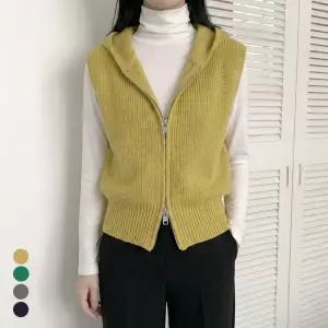 [올리비에스클로젯] 베이직 후드 집업 니트 베스트_O2602KV005A