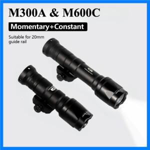 전술 플래시라이트 세트 M600C M300A LED 에어소프트 스카우트 라이트 20mm 레일 건 라이트용 순간 원격 마