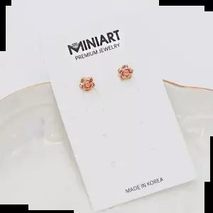 14K GF 골드필드 핀 장미 귀걸이 퓨어로즈