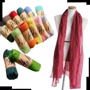 잔주름 칼라 롱 시스루스카프 봄가을용 얇은망사