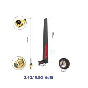 외부 와이파이 안테나 2.4GHz 5.8GHz 듀얼 밴드 무선 공유기호환  2.4g 어댑터 케이블 포함 IPX 피그테일