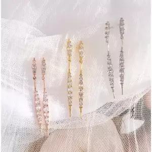 [시후주얼리]시뮬럿다이아 긴타원 드롭 은침 귀걸이 EC343E