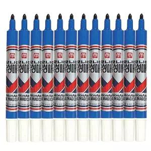 모나미 유성 매직 청 12개 세트 청색 파랑 고급 다용도