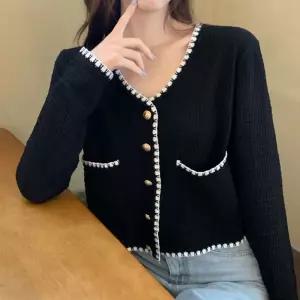 금장 배색 니트 가디건 HH-B55