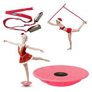 댄스, 치어리딩, 피겨스케이팅 트레이너 스트레칭 및 밸런스, 2개. 체조, 턴, 스턴트를 위한 세트, 스트레칭, 디스크 코어 보드 유연성 장비 스트랩