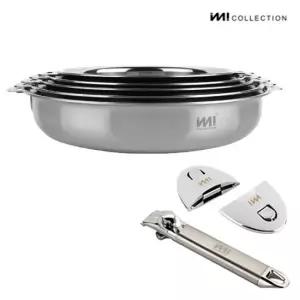 IMI 통3중 국산 IH 스텐 프라이팬세트 4종 + 편수 양수핸들3p 인덕션 가스 스텐팬 전골팬 주방정리 수납