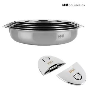 IMI 통3중 국산 IH 스텐 프라이팬세트 4종 + 양수핸들2p 인덕션 가스 스텐팬 전골팬 주방정리 수납 캠핑