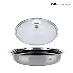 IMI 통3중 국산 IH [스텐후라이팬 + 유리뚜껑] 세트 인덕션 가스 스텐팬 전골팬 주방정리 수납 캠핑
