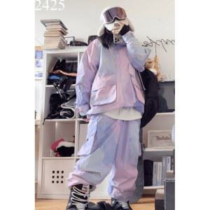 샤크팡 방수 두꺼운 스노우보드복 세트 점퍼 밀리터리 오버핏 보드복