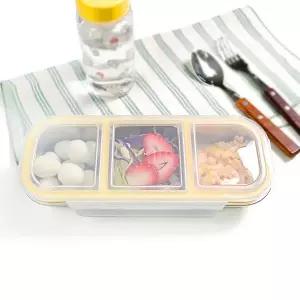 [키친유]304 스텐 밀폐용기 다이어트 직장인 도시락통 3칸 피크닉 어린이 초등 샐러드 과일 반찬용기 3구