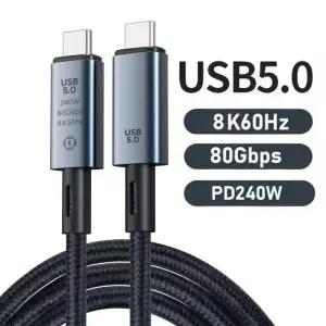 USB 5 Cable 80Gbps 240W 8K 60Hz For Thunderbolt Type C Fast Charging Thunderbolt3 5.0 to Data Transf