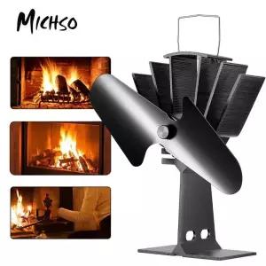 난로동력팬 MICHSO 스토브 팬 열 구동 장작 난로 에코 저소음 2날개 벽난로 가정용 겨울 난방 분배기