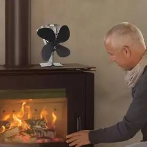 난로동력팬 알루미늄 합금 난로 벽난로 선풍기 검은 잎 4 가정 난방 핏 경량 스토브