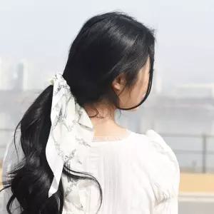 소프트 실버 체인 롱 스카프 머리끈 헤어슈슈 3Colors