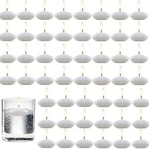 100피스 1.5인치 무향 플로팅 캔들 세트, 디스크 크리스마스, 홀리데이, 작은 왁스 발렌타인데이, 할로윈, 풀 결혼식, 드리플리스 파티(화이트)를 중앙피스용 위한