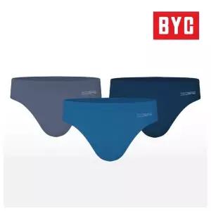 BYC 남성 3매입 순면 미디 단색 삼각팬티 브리프 MCF2290