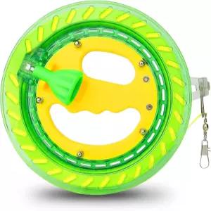 YFAFENGS 연 릴 전문 연줄 와인더 1000피트 라인 스풀 잠금장치가 있는 야외 연줄녹색 7인치