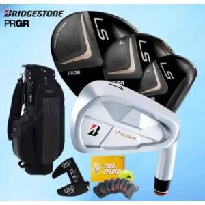 브릿지스톤 V300 9 경량스틸(R/S) PRGR LS 조합 남성 풀세트 퍼터 캐디백 포함