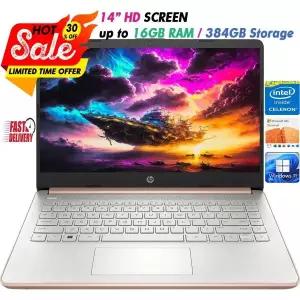 HP Newest LAPTOP 랩탑 노트북 14HD Intel 4-Core Up to 16GB RAM384GB 보관 Win11 장미 골드 가성비 인강