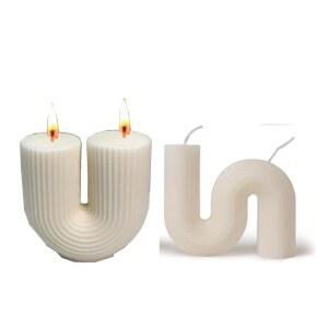 향이 나는 버블 U 모양 양초 세트 2피스 오래 지속되는 미적 장식용 소이 왁스 가정용 생일 어머니의 날 크리스마스 선물 (U 스타일) (S