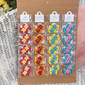 [반려] 강아지 클로버 리본 고무줄 2P 20개 세트 애견 머리끈