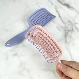 헤어브러시 두피마사지 드라이빗 벤트 커브 머리빗 핑크 퍼플